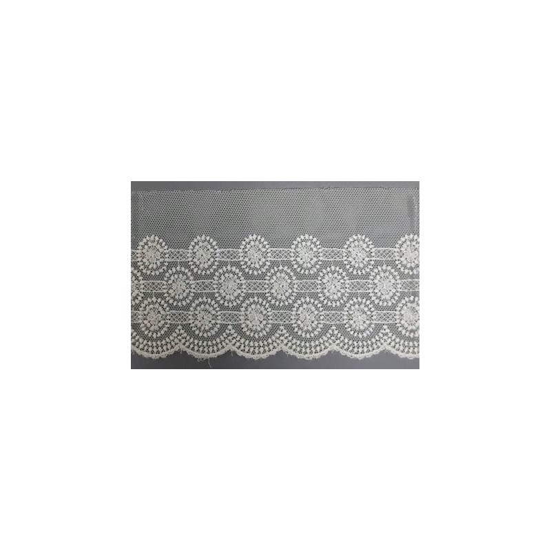 12700-0 PUNTILLA TUL BORDADO PRIYA 80 MM. POLIESTER 100% NATURAL Venta en piezas de 14.80 M