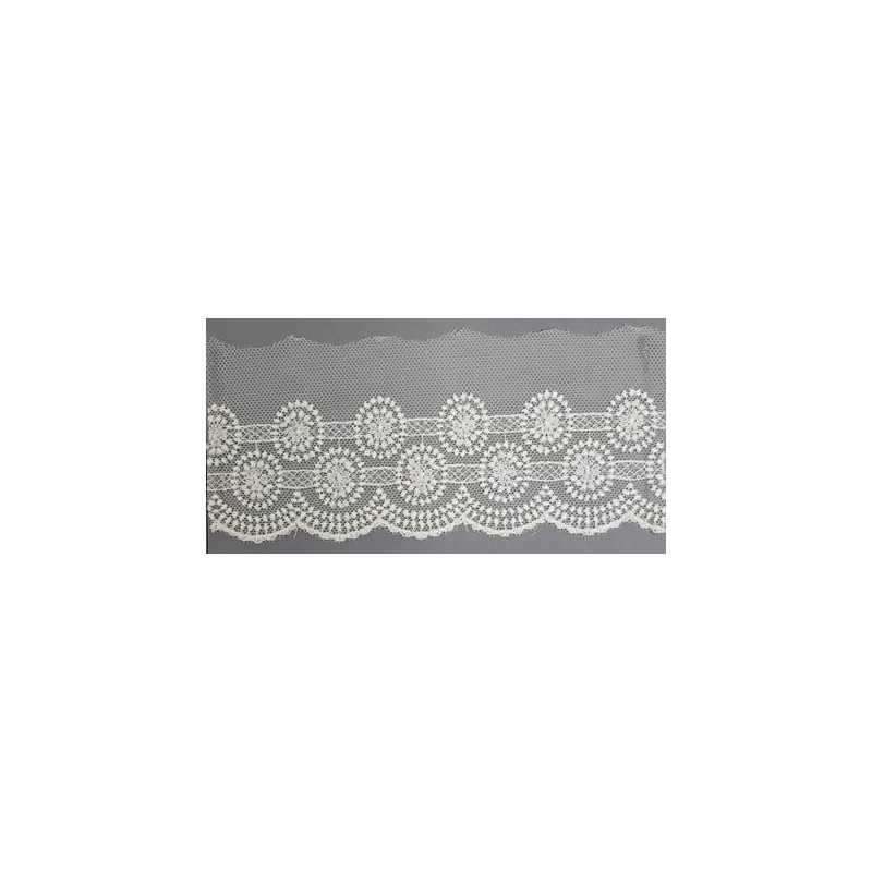 12701-0 PUNTILLA TUL BORDADO PRIYA 65 MM. POLIESTER 100% NATURAL Venta en piezas de 14.80 M