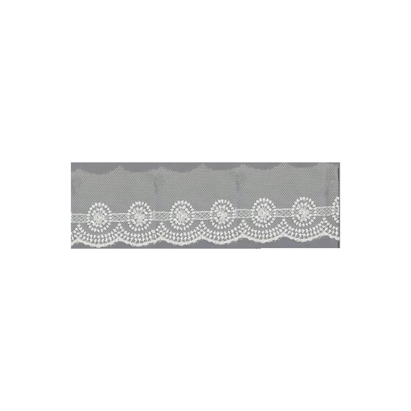 12702-0 PUNTILLA TUL BORDADO PRIYA 50 MM. POLIESTER 100% NATURAL Venta en piezas de 14.80 M