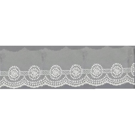 12702-0 PUNTILLA TUL BORDADO PRIYA 50 MM. POLIESTER 100% NATURAL Venta en piezas de 14.80 M