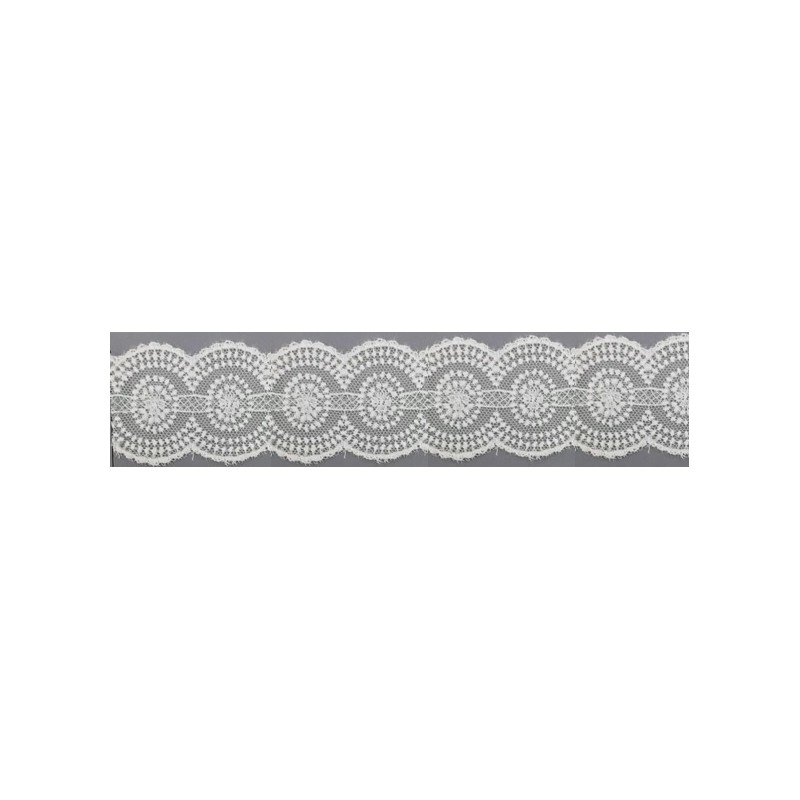 12703-0 GALON TUL BORDADO PRIYA 40 MM. POLIESTER 100% NATURAL Venta en piezas de 14.80 M