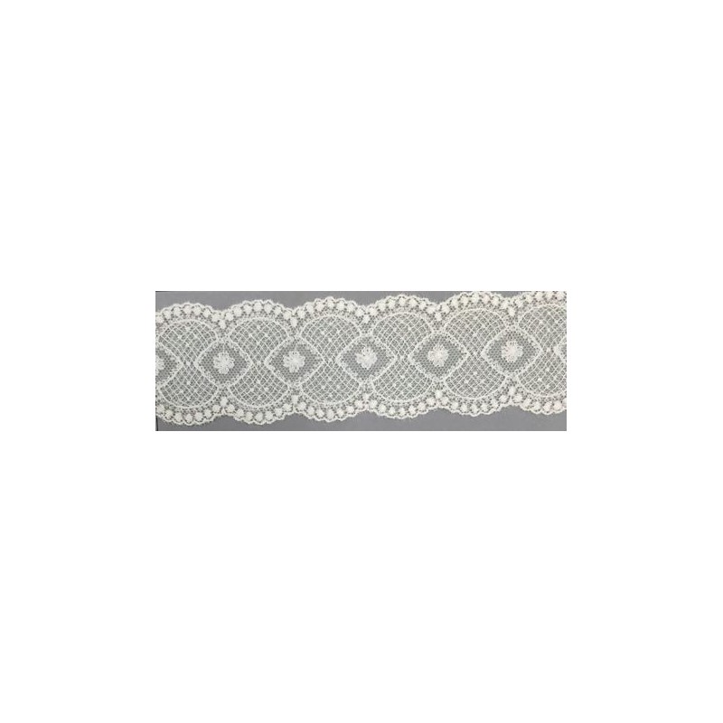12724-0 GALON TUL BORDADO TANUI 45 MM. POLIESTER 100% NATURAL Venta en piezas de 14.80 M