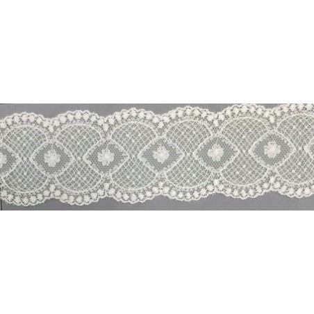 12724-0 GALON TUL BORDADO TANUI 45 MM. POLIESTER 100% NATURAL Venta en piezas de 14.80 M
