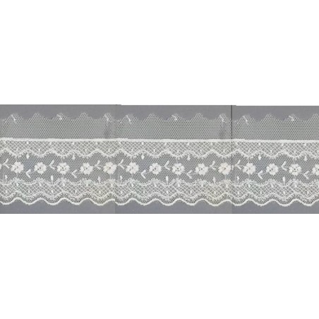 12731-0 PUNTILLA TUL BORDADO SARIKA 40 MM. POLIESTER 100% NATURAL Venta en piezas de 14.80 M