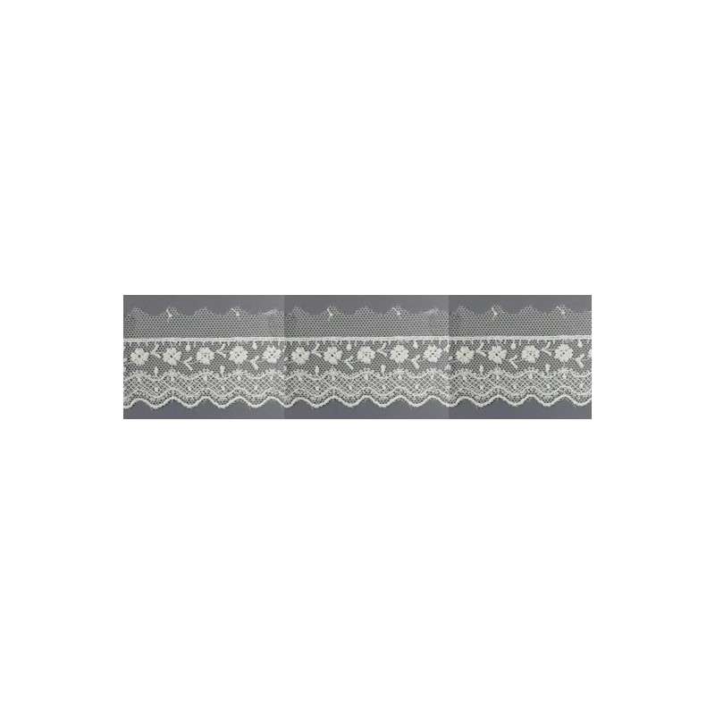 12732-0 PUNTILLA TUL BORDADO SARIKA 30 MM. POLIESTER 100% NATURAL Venta en piezas de 14.80 M