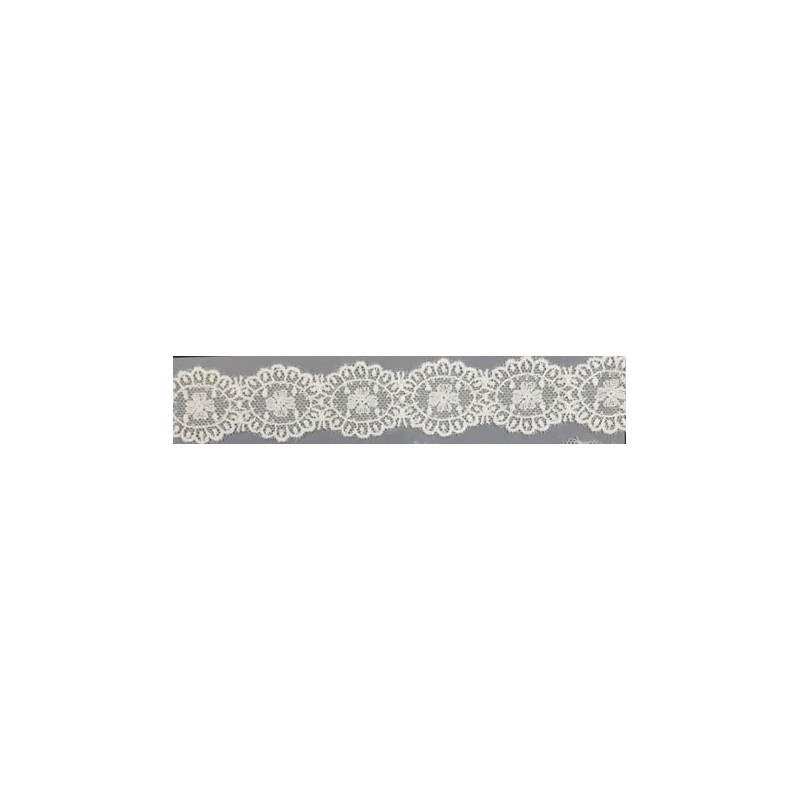 12754-0 GALON TUL BORDADO AVANI 25 MM. POLIESTER 100% NATURAL Venta en piezas de 14.80 M