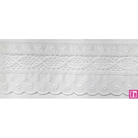 145742-000 PUNTILLA BATISTA+BOLILLO DAREL 60 MM. POLIESTER 50%-ALGODON 50% BLANCO Venta en piezas de 13.80 M