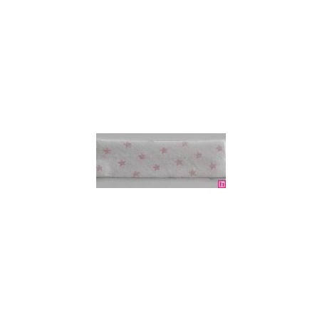 3312-18-01 BIES PERFILADO BELMIRO-ESTRELLA 18 MM. POLIESTER 70%-ALGODON 30% BLANCO/ROSA Venta en piezas de 25.00 M