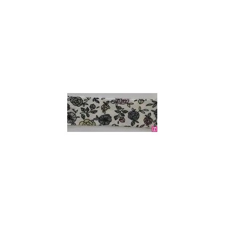 3366-18-03 BIES PERFILADO EILEN-FLORAL 18 MM. POLIESTER 70%-ALGODON 30% BLANCO/MULTI Venta en piezas de 25.00 M