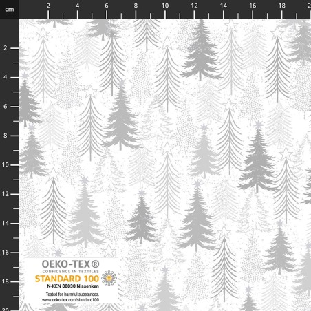 4593-103 PATCH.AMERICANO SNOW CRYSTALS (61) 110 CM. ALGODON 100% BLANCO/PLATA METALLIC Venta en piezas de 6.00 M