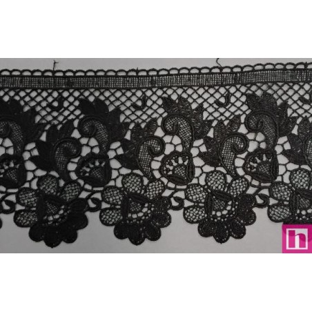 67103 PUNTILLA GUIPUR ELIEL 110 MM. POLIESTER 100% NEGRO Venta en piezas de 19.30 M
