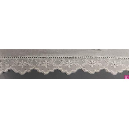 67153 REMATE BATISTA GALA 22 MM. ALGODON 100% BLANCO Venta en piezas de 13.80 M