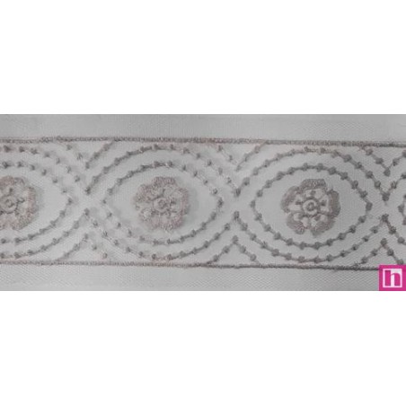 67164 ENTREDOS TUL BORDADO HELINA 43 MM. POLIESTER 100% NUDE Venta en piezas de 13.00 M