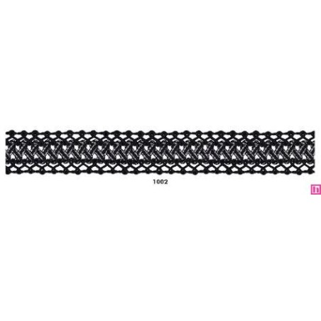 902074-1002 GALON FANTASIA UMAX 25 MM. POLIESTER 100% NEGRO/PLATA Venta en piezas de 18.00 M