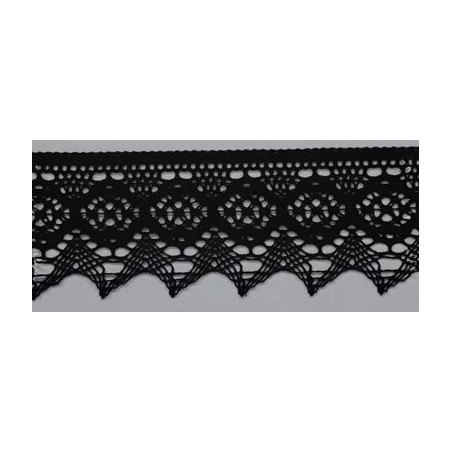 9335-004 PUNTILLA BOLILLO AJENUZ 55 MM. ALGODON 100% NEGRO Venta en piezas de 25.00 M