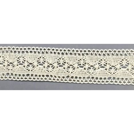 9336-102 ENTREDOS BOLILLO ALBAHACA 40 MM. ALGODON 100% MARFIL Venta en piezas de 25.00 M