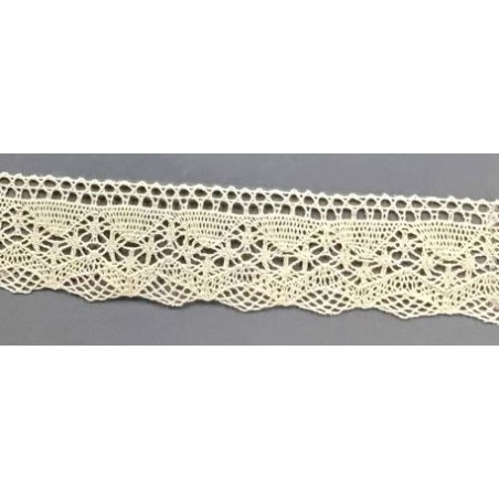 9337-102 PUNTILLA BOLILLO ALBAHACA 35 MM. ALGODON 100% MARFIL Venta en piezas de 25.00 M
