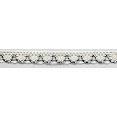 9623-43 PUNTILLA BOLILLO ACHIOTE 15 MM. POLIESTER 100% MARFIL/AZUL Venta en piezas de 25.00 M
