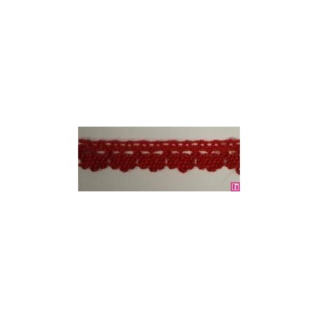 9706-5 PUNTILLA BOLILLO DIEGO 12 MM. ALGODON 100% ROJO Venta en piezas de 25.00 M
