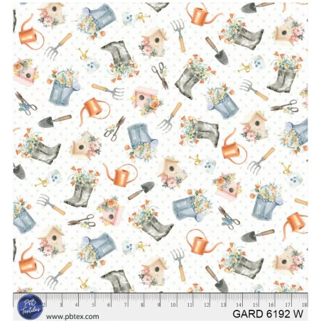 P121-GARD6192W PATCH. AMERICANO GARDENSCAPE (05) 110 CM. ALGODON 100% BLANCO Venta en piezas de 7.00 M