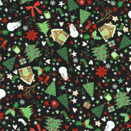 P135-SRKD-23906-2 PATCH. AMERICANO TINY TIDINGS (17) 110 CM. ALGODON 100% NEGRO Venta en piezas de 7.00 M