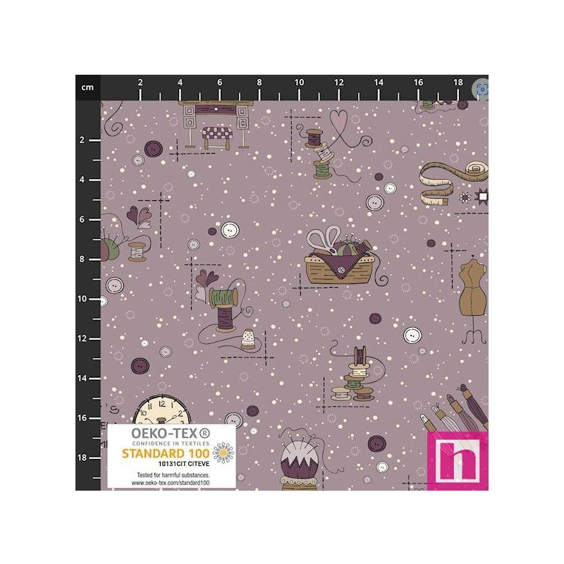 P137-4504-078 PATCH.AMERICANO BOBBINS AND BLOOMS (17) 110 CM. ALGODON 100% LILA Venta en piezas de 6.00 M