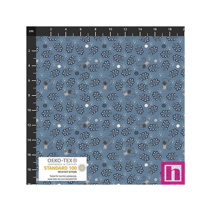 P137-4504-082 PATCH.AMERICANO BOBBINS AND BLOOMS (03) 110 CM. ALGODON 100% AZUL Venta en piezas de 6.00 M