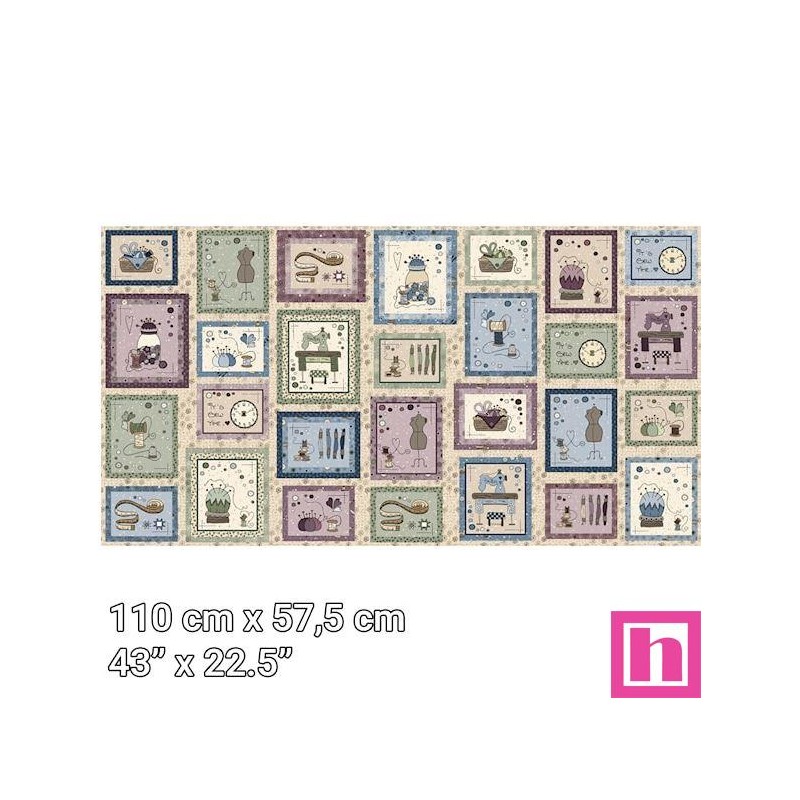 P137-4505-104 PATCH.AMERICANO BOBBINS AND BLOOMS (08) PANEL 110X57,50 CM. ALGODON 100% MULTI Venta en piezas de 6.00 M