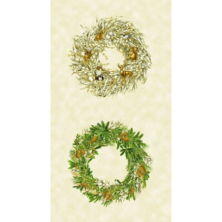 P137-SRKM-23698-84 PATCH. AMERICANO HOLIDAY FLOURISH - FOREST GLEN (34) PANEL 60X110 CM. ALGODON 100% CREMA/DOR METALL Venta en