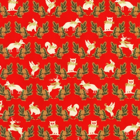 P137-SRKM-23706-91 PATCH. AMERICANO HOLIDAY FLOURISH - FOREST GLEN (29) 110 CM. ALGODON 100% ROJO/DORADO METALLIC Venta en pieza