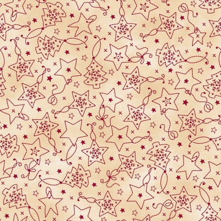 P17-MAS11092-ER PATCH. AMERICANO CHRISTMASTIME (10) 110 CM. ALGODON 100% CREMA/ROJO Venta en piezas de 7.00 M