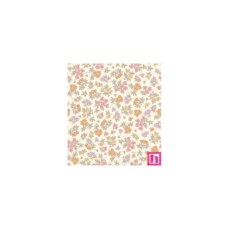 67480 VIYELA ESTAMPADA ROSALBA (01) 1.50 M. 145 GR/M2 - ALGODON 100% CREMA Venta en piezas de 5.00 M