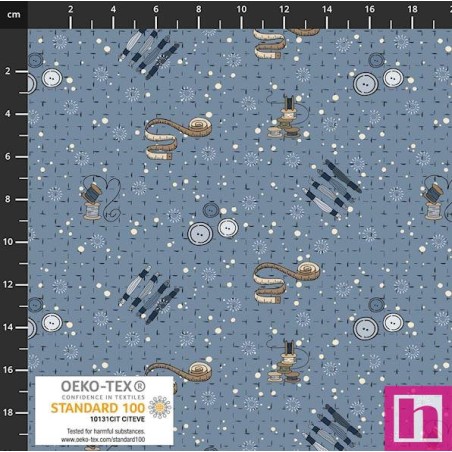 P137-4504-081 PATCH.AMERICANO BOBBINS AND BLOOMS (02) 110 CM. ALGODON 100% AZUL Venta en piezas de 6.00 M
