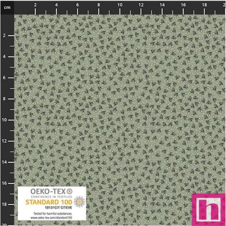 P137-4504-087 PATCH.AMERICANO BOBBINS AND BLOOMS (13) 110 CM. ALGODON 100% VERDE Venta en piezas de 6.00 M