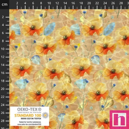 P137-4504-125 PATCH.AMERICANO WATER LUPINE (02) 110 CM. ALGODON 100% BEIG/MULTI Venta en piezas de 6.00 M