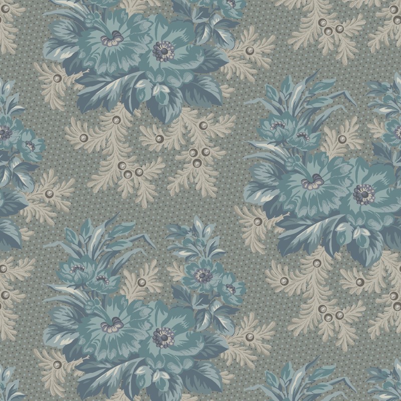 P17-MAS11260-TQ PATCH. AMERICANO MIDNIGHT BLOOM (01) 110 CM. ALGODON 100% GRIS Venta en piezas de 7.00 M