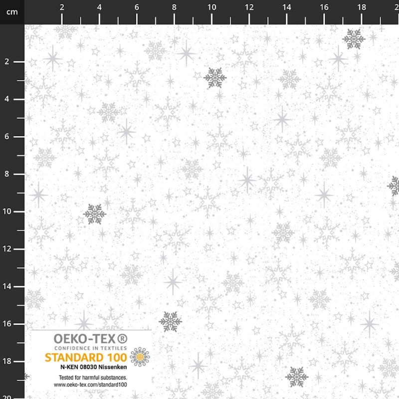 4593-104 PATCH.AMERICANO SNOW CRYSTALS (65) 110 CM. ALGODON 100% BLANCO/PLATA METALLIC Venta en piezas de 6.00 M