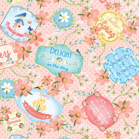 P133-14971-21 PATCH. AMERICANO ENCHANTED SPRING (06) 110 CM. ALGODON 100% ROSA Venta en piezas de 6.80 M