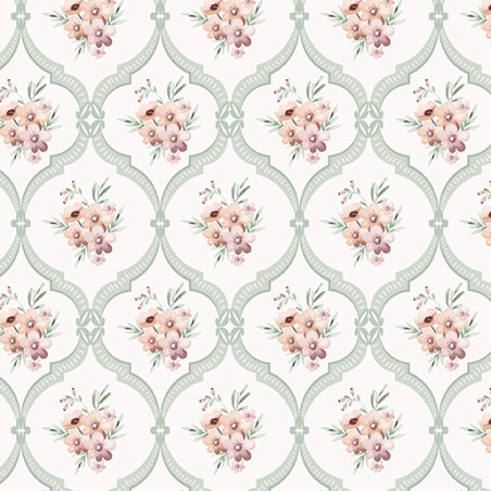 P133-15045-07 PATCH. AMERICANO SWEET MEADOW (02) 110 CM. ALGODON 100% BLANCO/MENTA Venta en piezas de 6.80 M