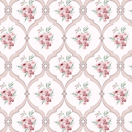 P133-15045-21 PATCH. AMERICANO SWEET MEADOW (07) 110 CM. ALGODON 100% BLANCO/ROSA Venta en piezas de 6.80 M