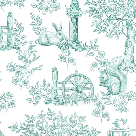 P133-16809-90 PATCH. AMERICANO MONTGOMERY: MOUNTAIN CHARM (20) 110 CM. ALGODON 100% BLANCO/VERDE Venta en piezas de 6.80 M