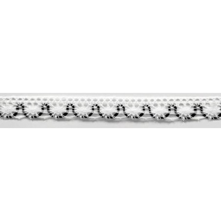 9623-18 PUNTILLA BOLILLO ACHIOTE 15 MM. POLIESTER 100% BLANCO/MARINO Venta en piezas de 25.00 M