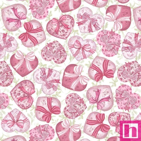 P121-CCHA6486WHTMULTI PATCH. AMERICANO COQUETTE CHARM (06) 110 CM. ALGODON 100% BLANCO Venta en piezas de 7.00 M