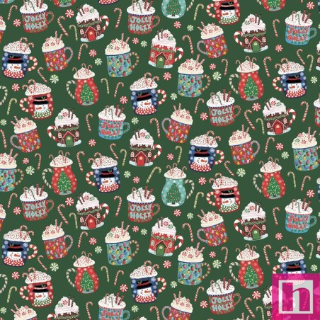 P121-CHM35916-DG PATCH. AMERICANO CHRISTMAS MINIATURES III (08) 110 CM. ALGODON 100% VERDE Venta en piezas de 7.00 M