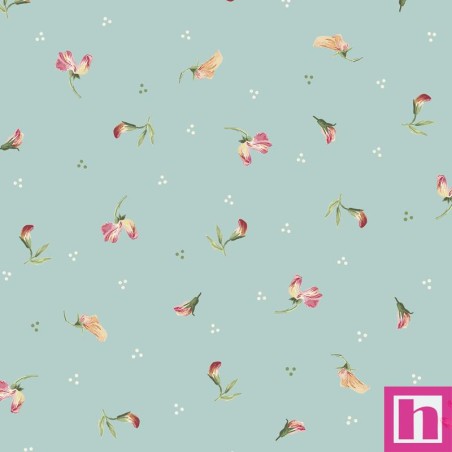 P121-PHIL6535DKTEAL PATCH. AMERICANO PEONY HILL (11) 110 CM. ALGODON 100% TURQUESA Venta en piezas de 7.00 M
