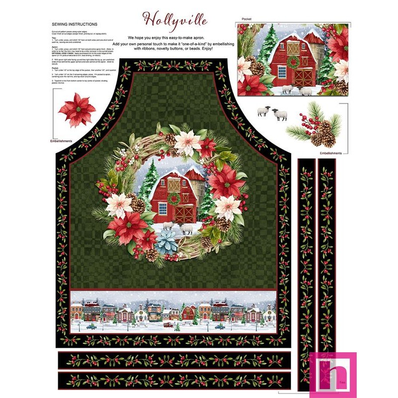 P140-3521P-66 PATCH. AMERICANO HOLLYVILLE MANOR (13) PANEL 90X110 CM. ALGODON 100% VERDE/MULTI Venta en piezas de 7.00 M