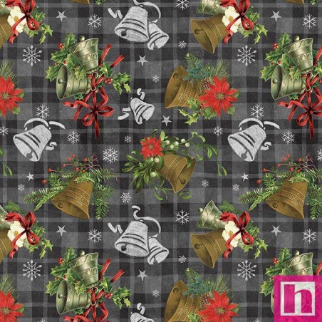 P140-4117-95 PATCH. AMERICANO BE MERRY SHINE BRIGHT (03) 110 CM. ALGODON 100% GRIS/MULTI Venta en piezas de 7.00 M