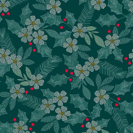 P17-MAS11172-G PATCH. AMERICANO HOLIDAY STITCHES (05) 110 CM. ALGODON 100% VERDE Venta en piezas de 7.00 M