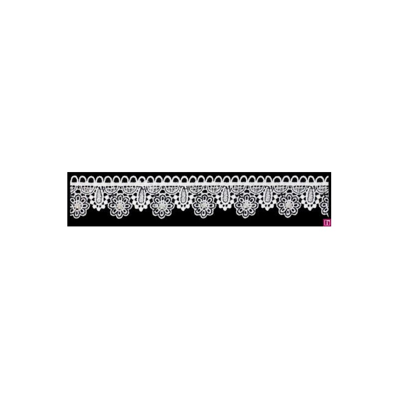 137300-103 PUNTILLA GUIPUR FANTASIA ABIDEMI 25 MM. POLIESTER + PET+CRISTAL BLANCO/NEGRO Venta en piezas de 9.10 M