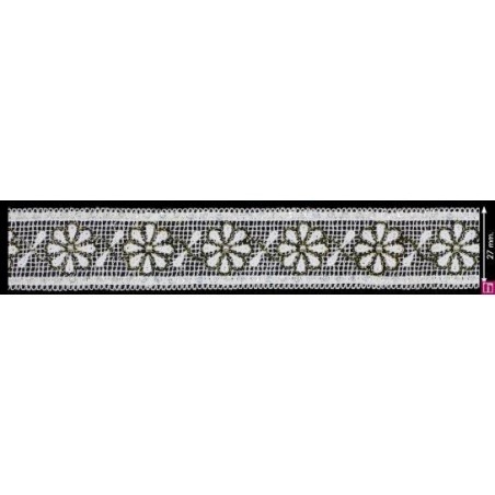 137301-102 GALON GUIPUR FANTASIA ABIDEMI 27 MM. POLIESTER + PET+CRISTAL MARFIL/NEGRO Venta en piezas de 9.10 M